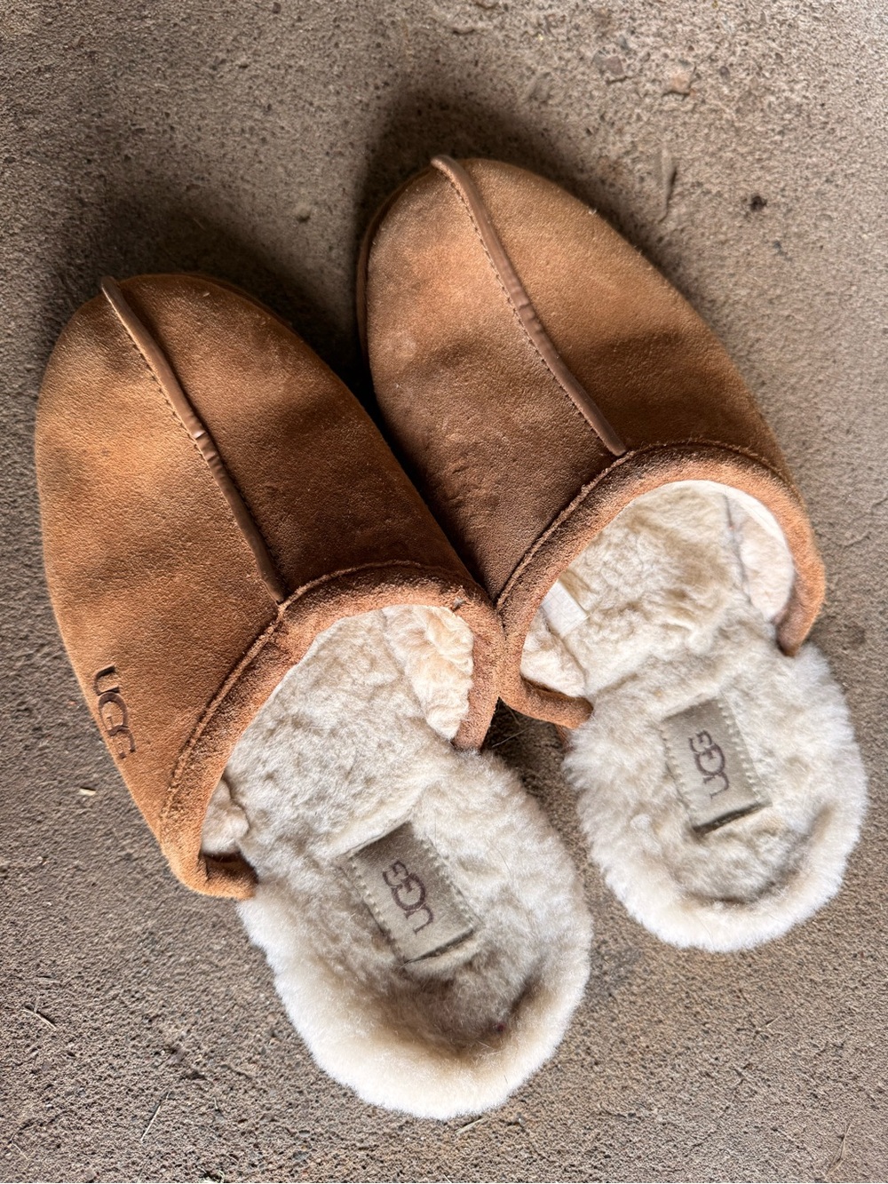 UGG Chestnut Suede Sheepskin Mule Slippers